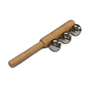 Cascabel de madera con 3 sonajas, instrumentos